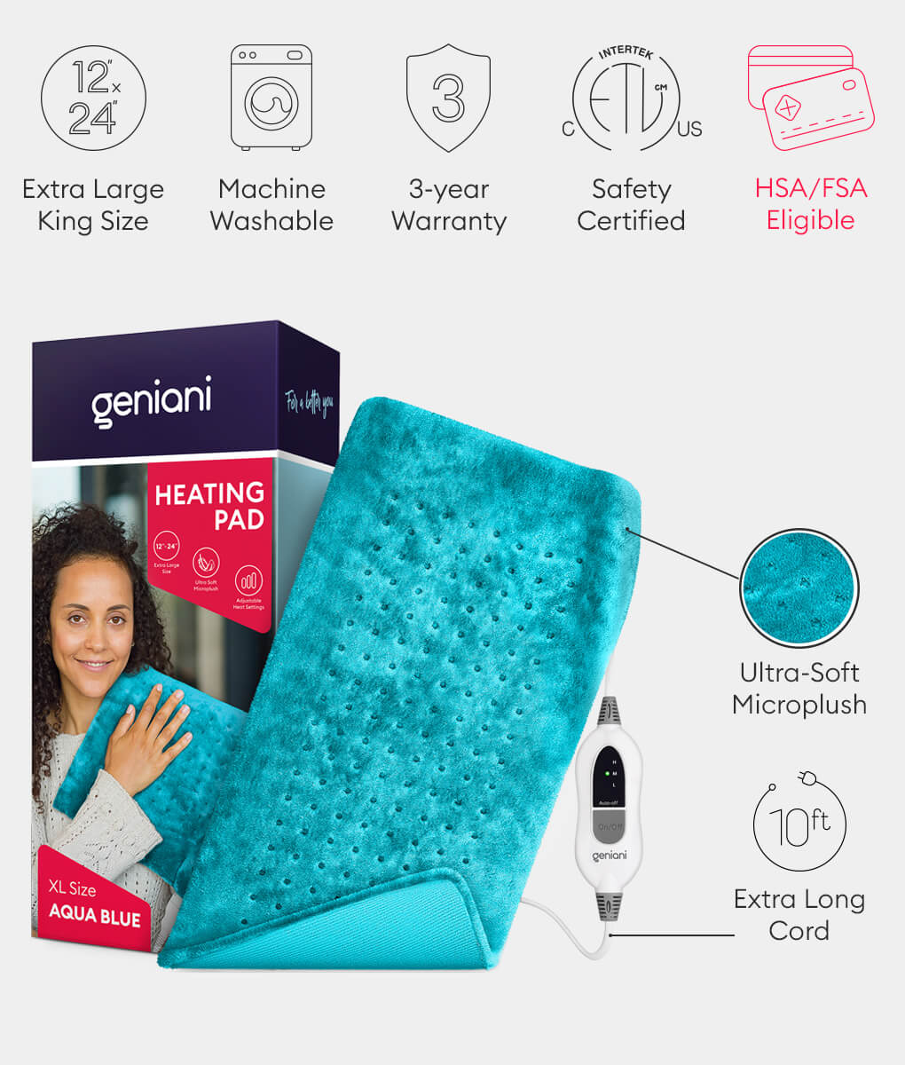 King Size Heating Pad XL Aqua Blue